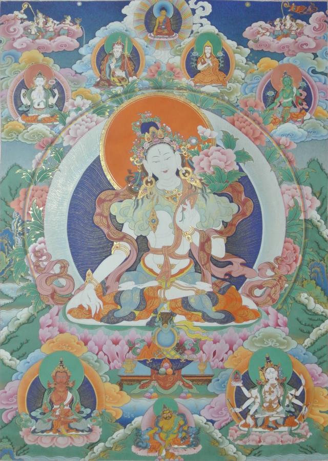 34唐卡 董丽娜《长寿三尊》.jpg